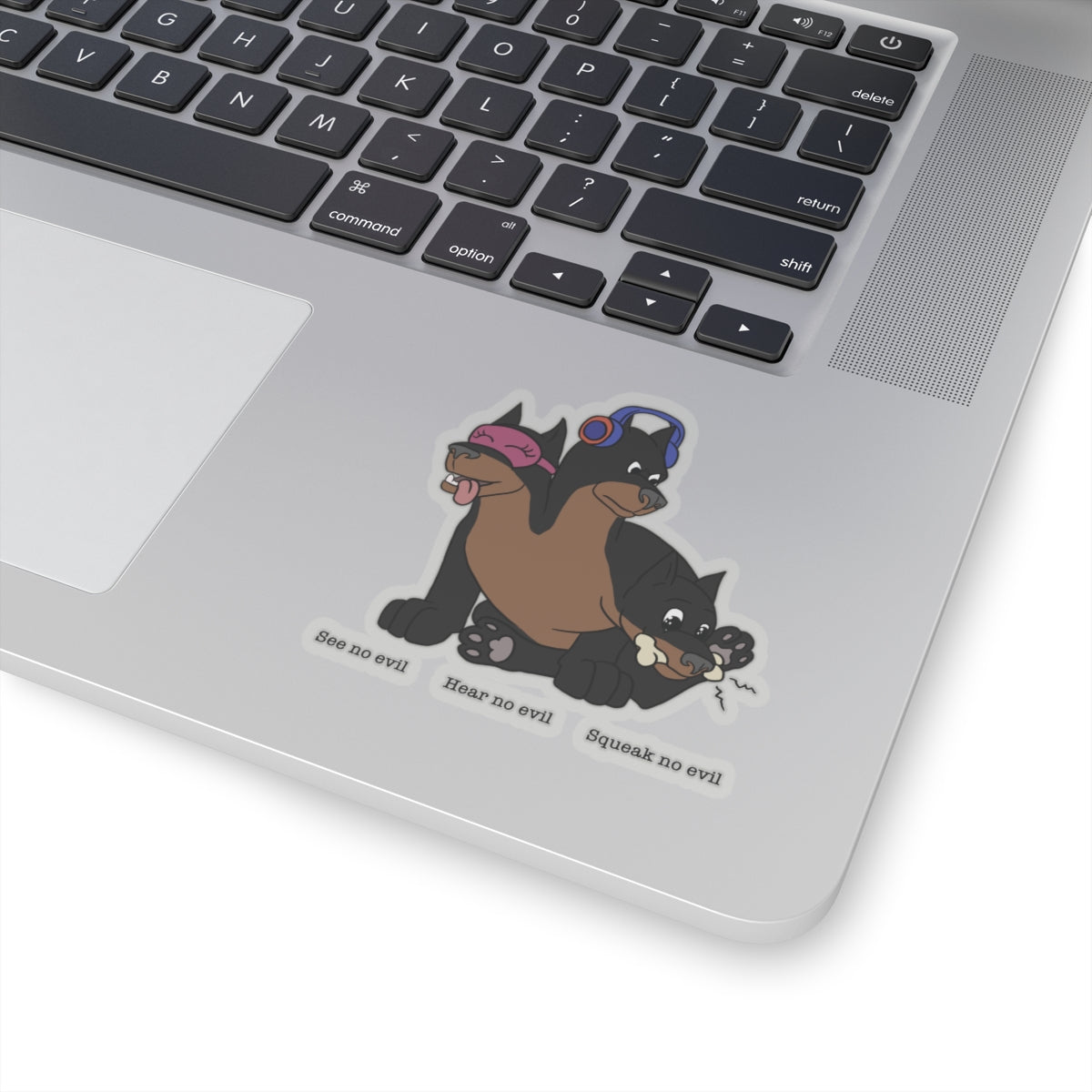 Cerberus see no evil, hear no evil, squeak no evil sticker