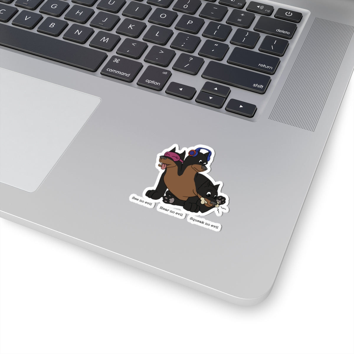 Cerberus see no evil, hear no evil, squeak no evil sticker