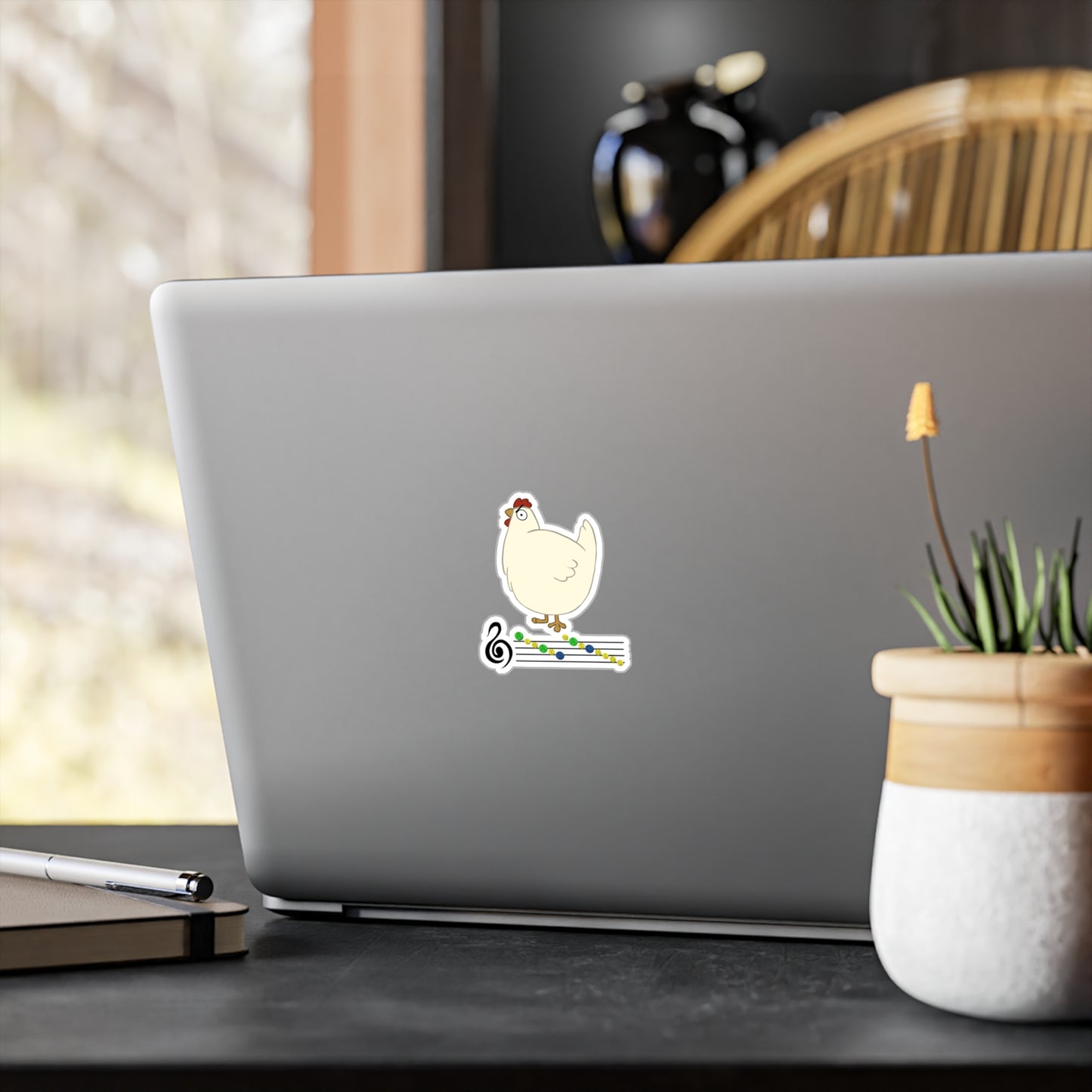 Angry chicken suspicion sticker