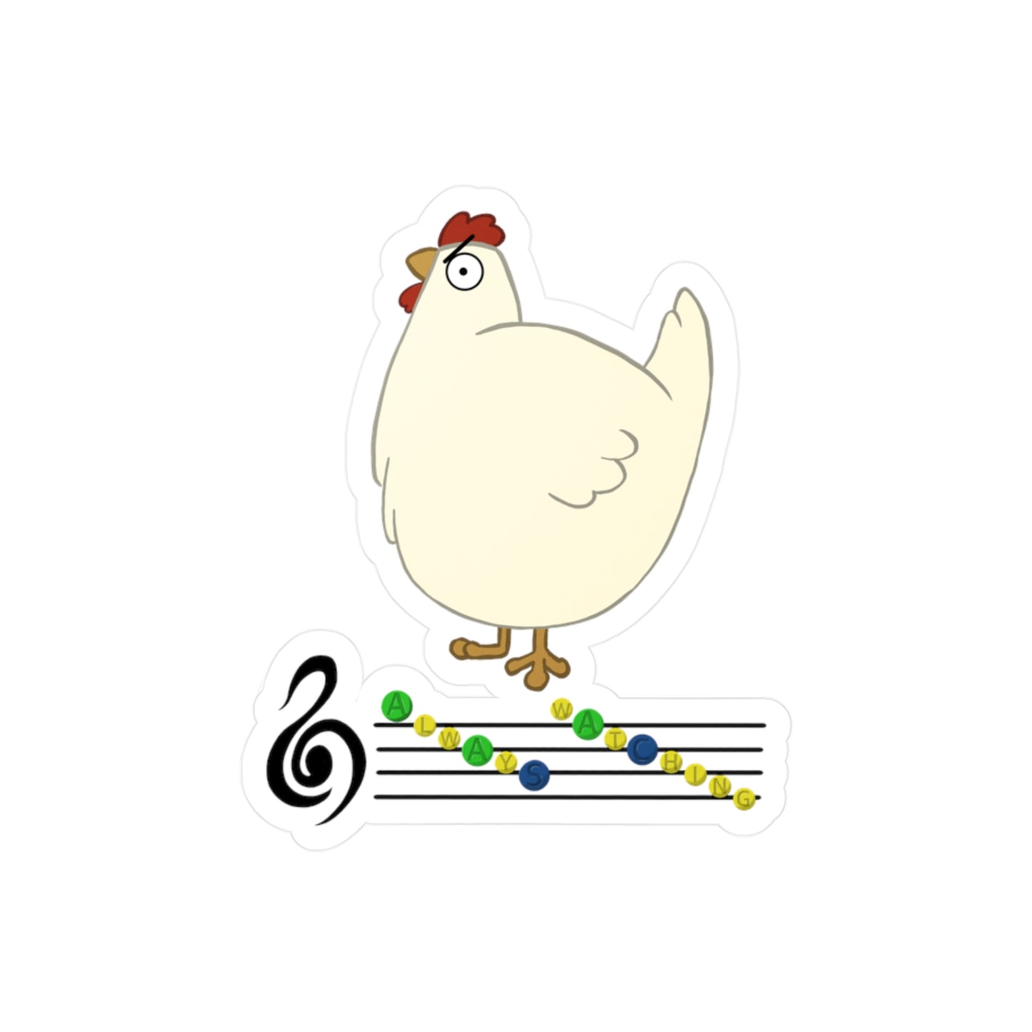 Angry chicken suspicion sticker