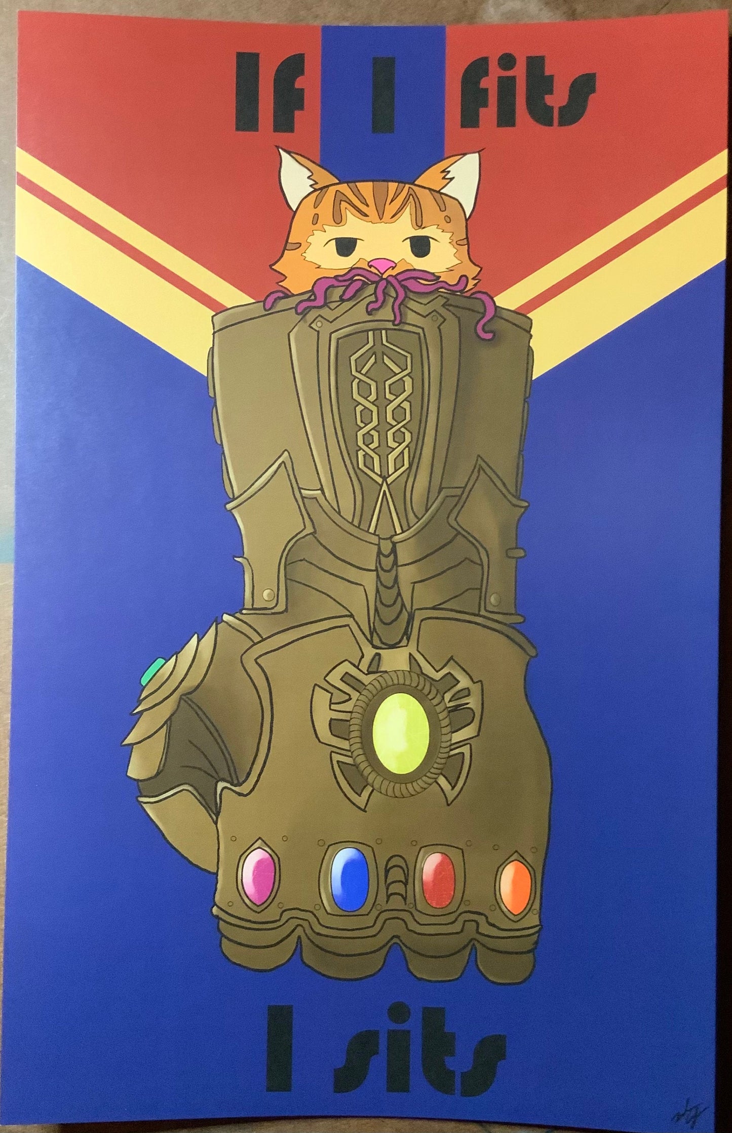 Cat in a gauntlet